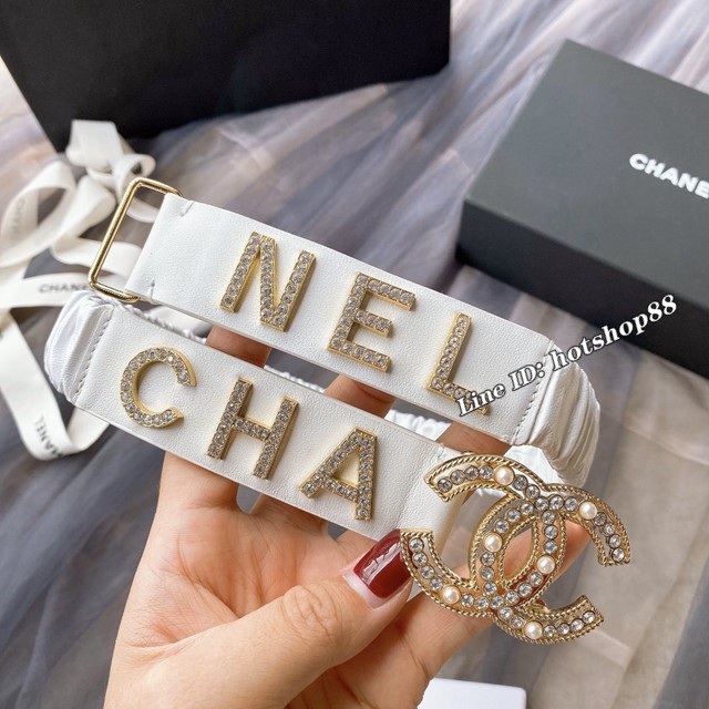 Chanel經典款女士皮帶 香奈兒cc經典logo扣精品彈力扣腰帶  jjp1152